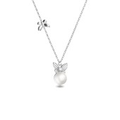 Colier argint cu perla naturala alba Butterfly DiAmanti Colier_HP094-AS